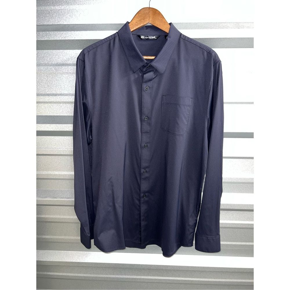 Travis Mathew Black/Navy Performance Button Down Shirt Size XL, NWOT